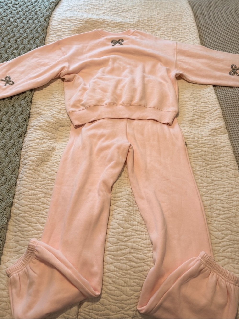 Pink Bow Embroidered Cozy Pajama Set - Picture 5 of 5